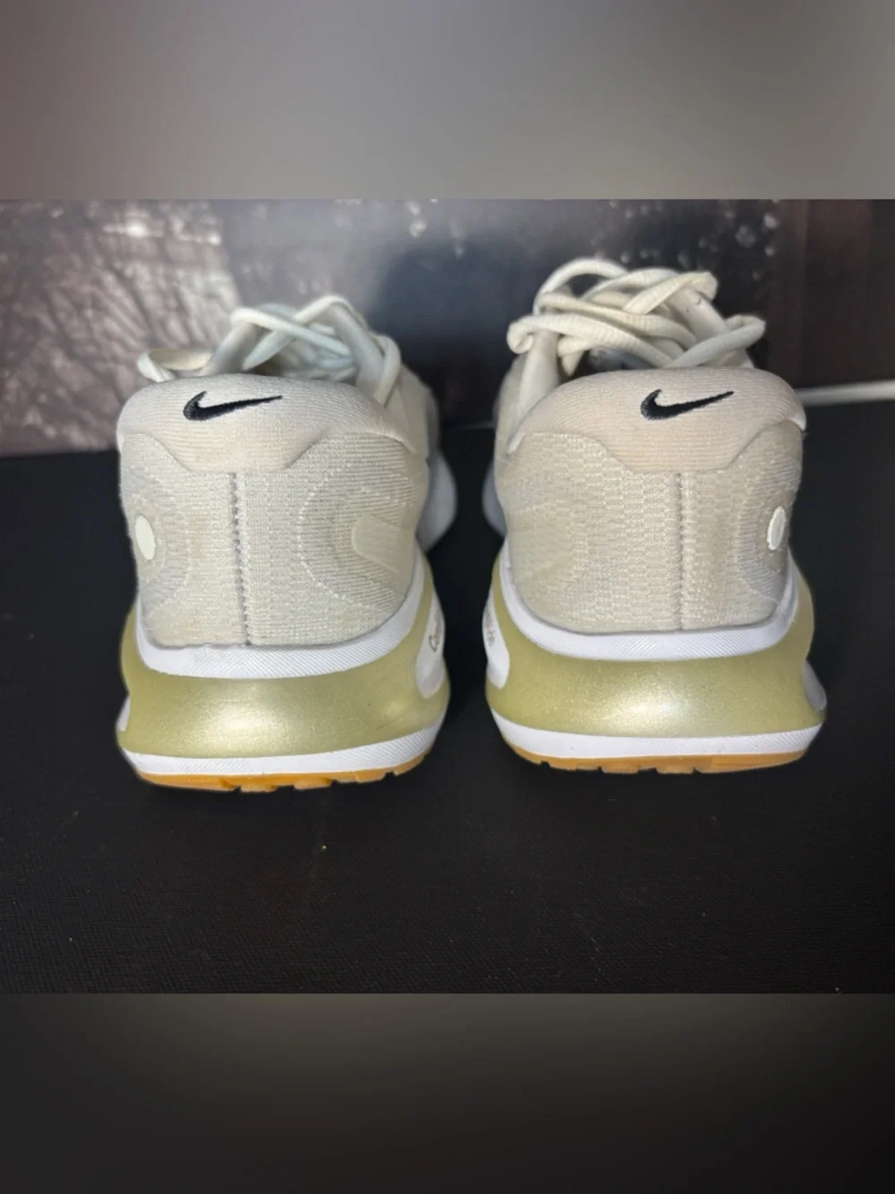 Nike ivory Knit Sneakers with Gold Swoosh - Picture 6 of 8